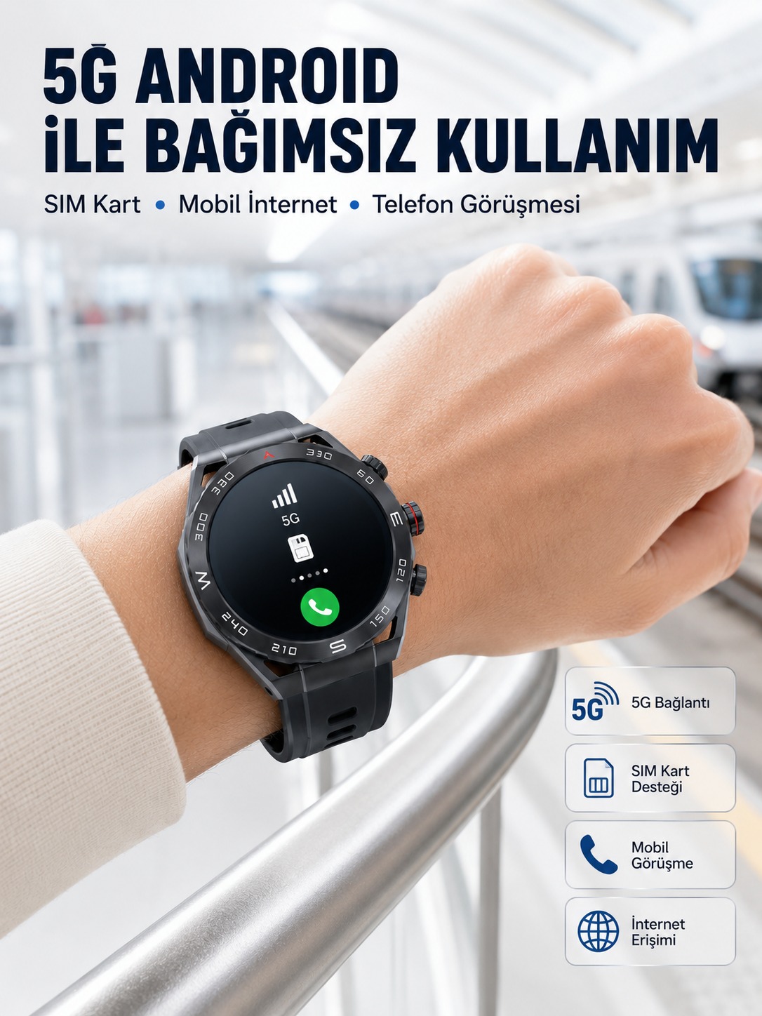 5G Android Akıllı Saat AMOLED Ekran SIM Kart Destekli Kameralı - Lisinya 5G Android Akıllı Saat AMOLED Ekran SIM Kart Destekli Kameralı - Lisinya