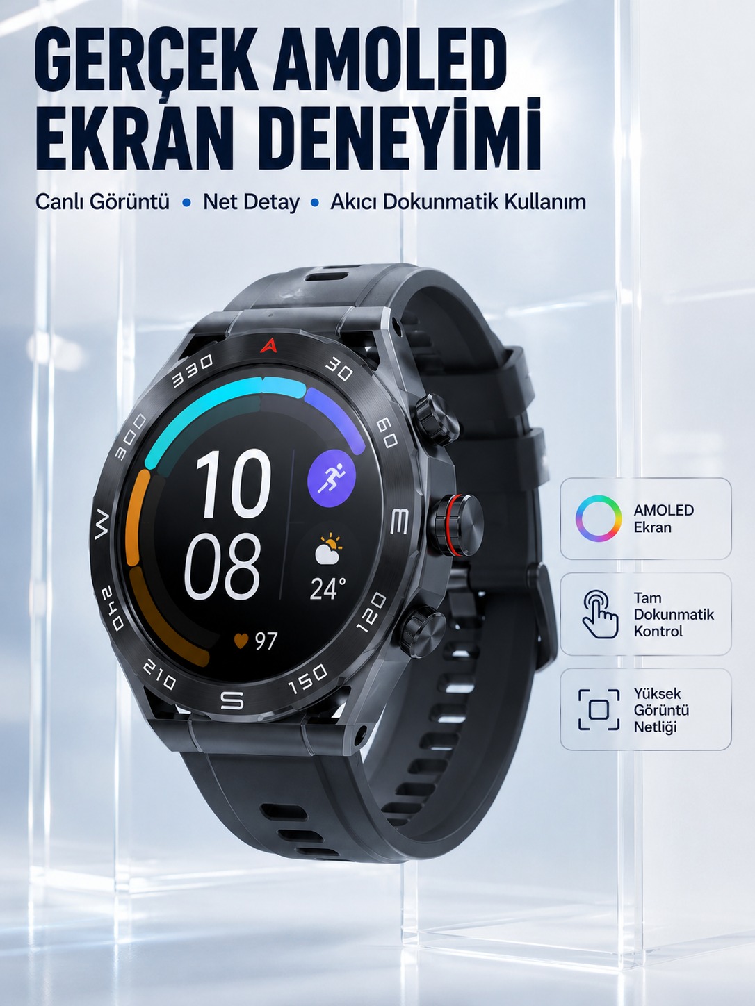 5G Android SIM Kartlı Akıllı Saat Dönebilen HD Kamera AMOLED Ekran GPS Wi-Fi - Lisinya