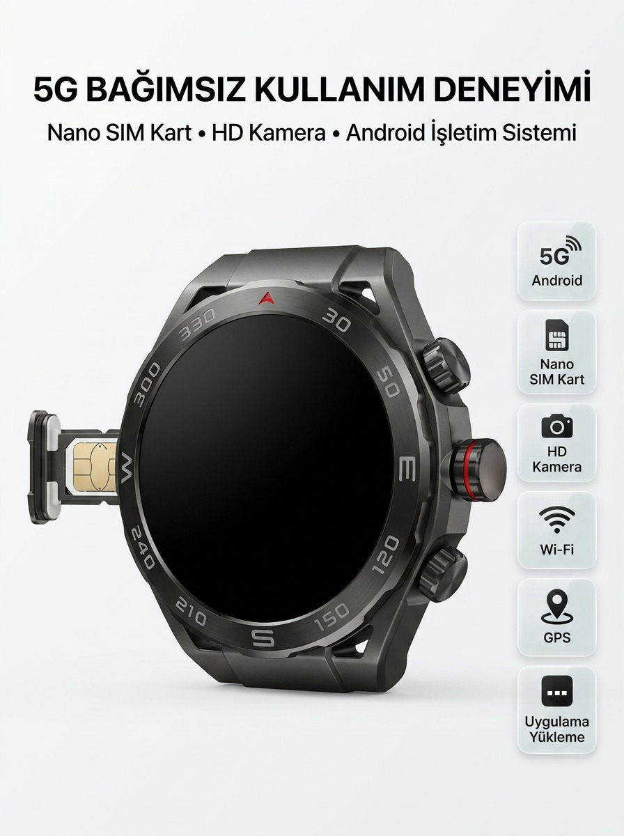 SIM Kartlı 5G Android Akıllı Saat HD Kamera Wi-Fi GPS Uygulama Yükleyebilen - Lisinya