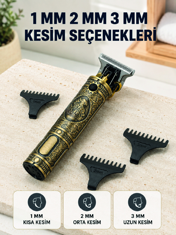 Profesyonel Saç ve Sakal Tıraş Makinesi 1500 mAh Bataryalı 1 2 3 mm Taraklı - Lisinya