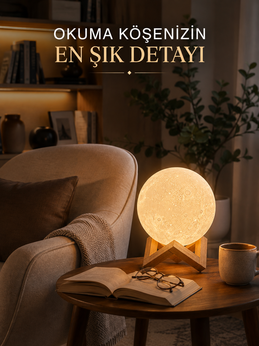Modern Tasarımlı 3D Ay Lambası Yatak Odası ve Salon Dekoru - Lisinya