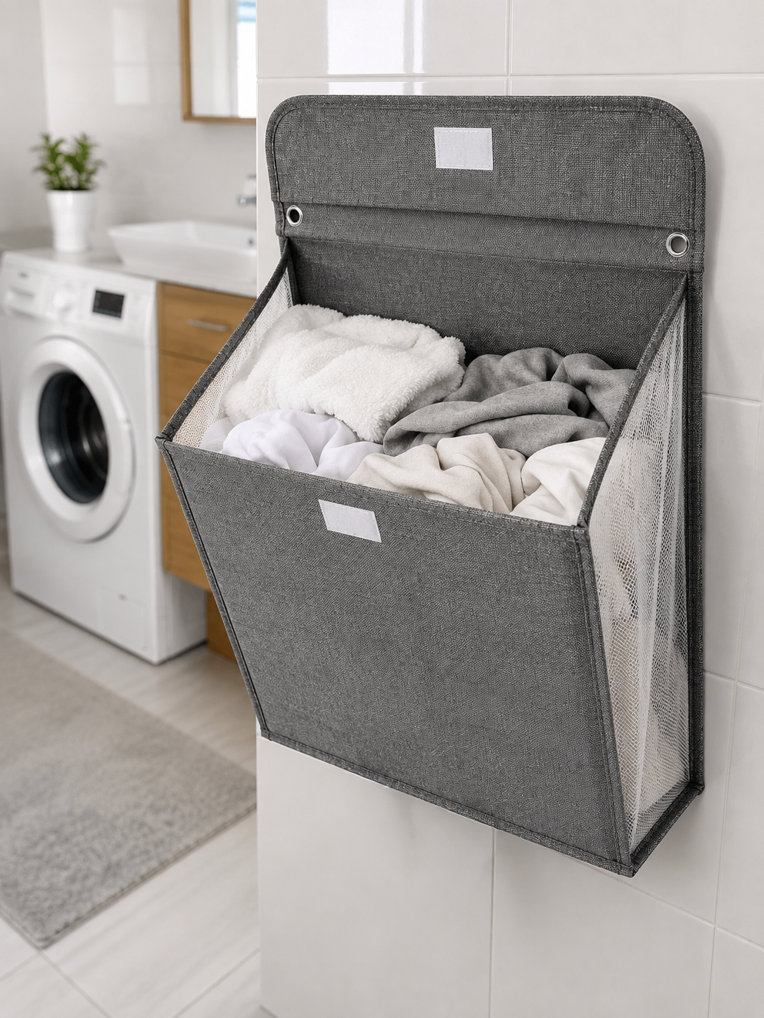 Banyo ve Çamaşır Odası İçin Duvara Asılan Katlanabilir Çamaşır Sepeti - Lisinya