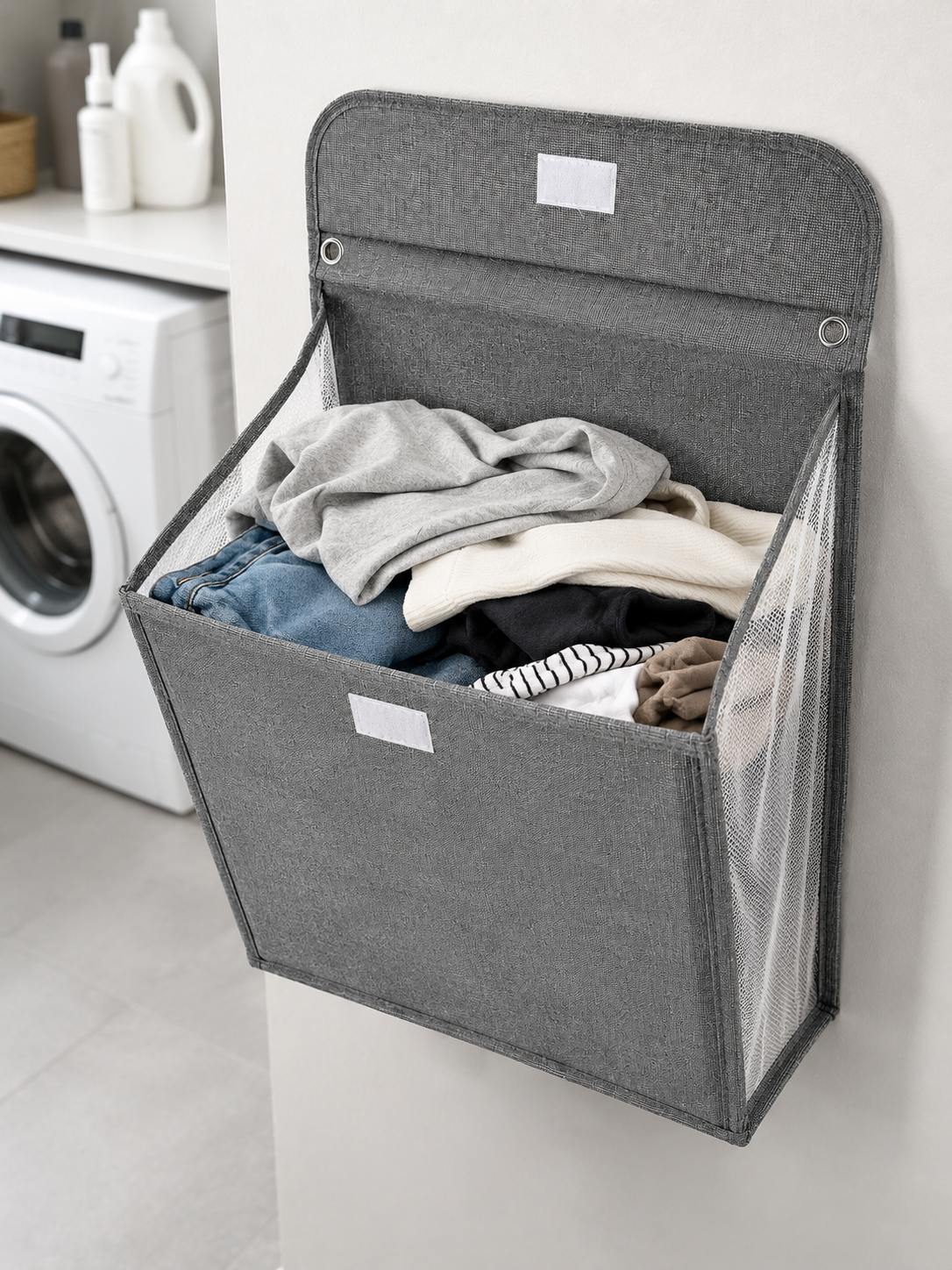 Banyo ve Çamaşır Odası İçin Duvara Asılan Katlanabilir Çamaşır Sepeti - Lisinya