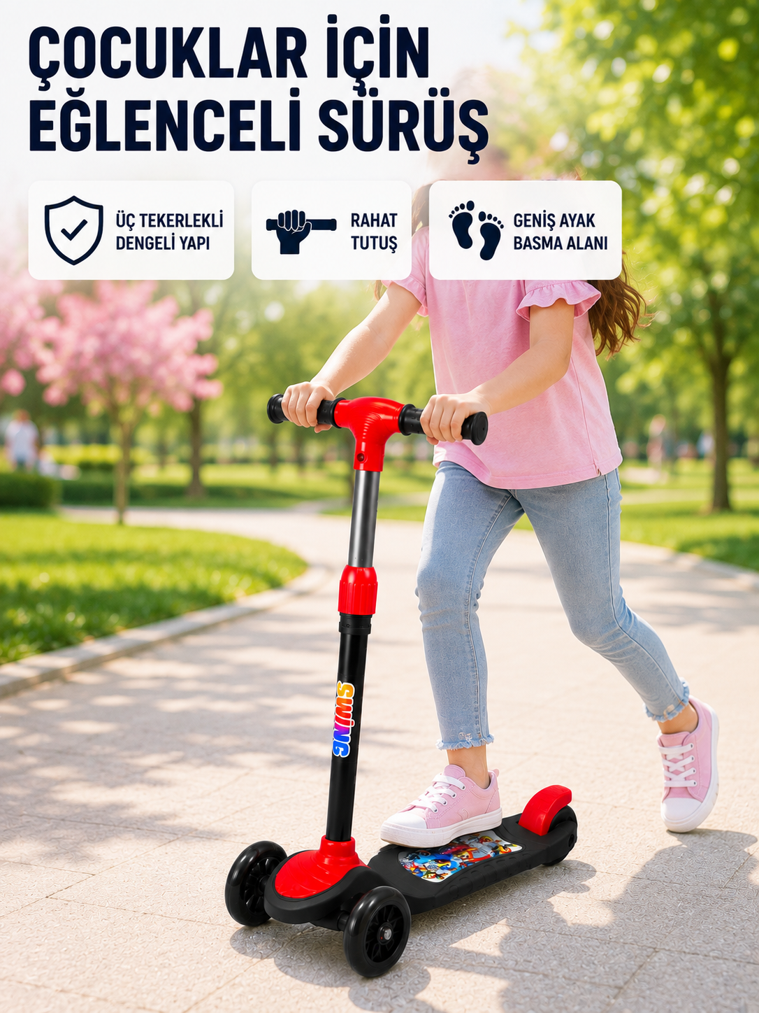 Çocuk Scooterı 3 Tekerlekli Denge Destekli Ayarlanabilir Gidonlu Çocuk Skuteri - Lisinya Çocuk Scooterı 3 Tekerlekli Denge Destekli Ayarlanabilir Gidonlu Çocuk Skuteri - Lisinya