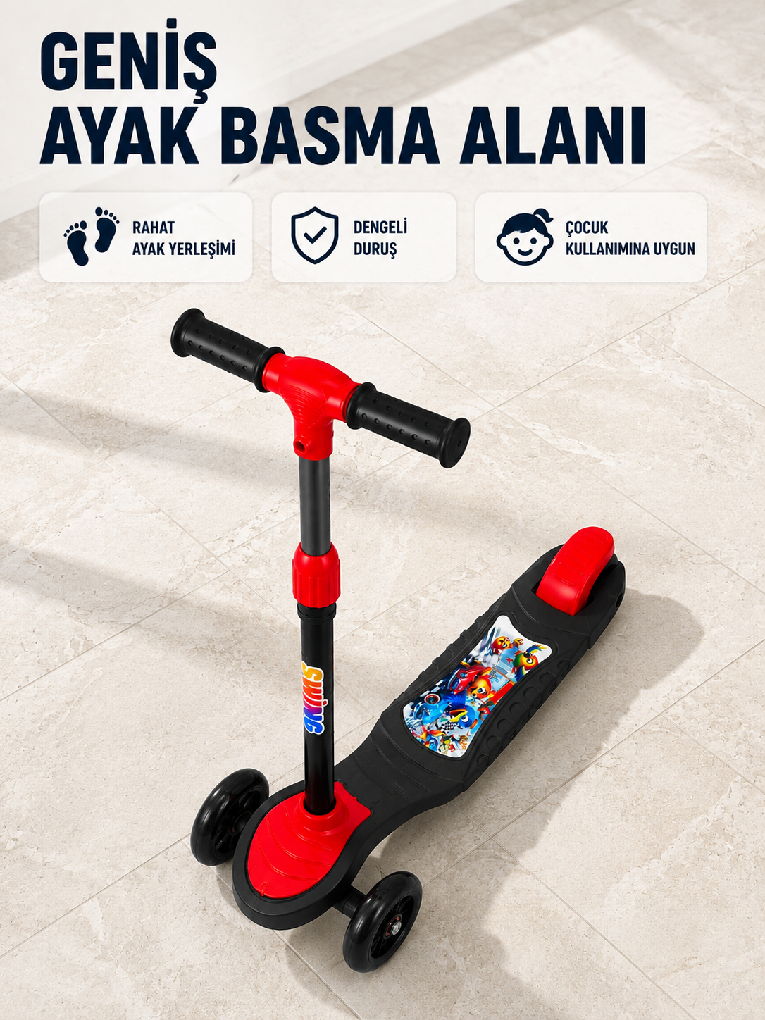 Çocuklar İçin 3 Tekerlekli Scooter Ayarlanabilir Gidonlu Eğlenceli Sürüş Aracı - Lisinya Çocuklar İçin 3 Tekerlekli Scooter Ayarlanabilir Gidonlu Eğlenceli Sürüş Aracı - Lisinya