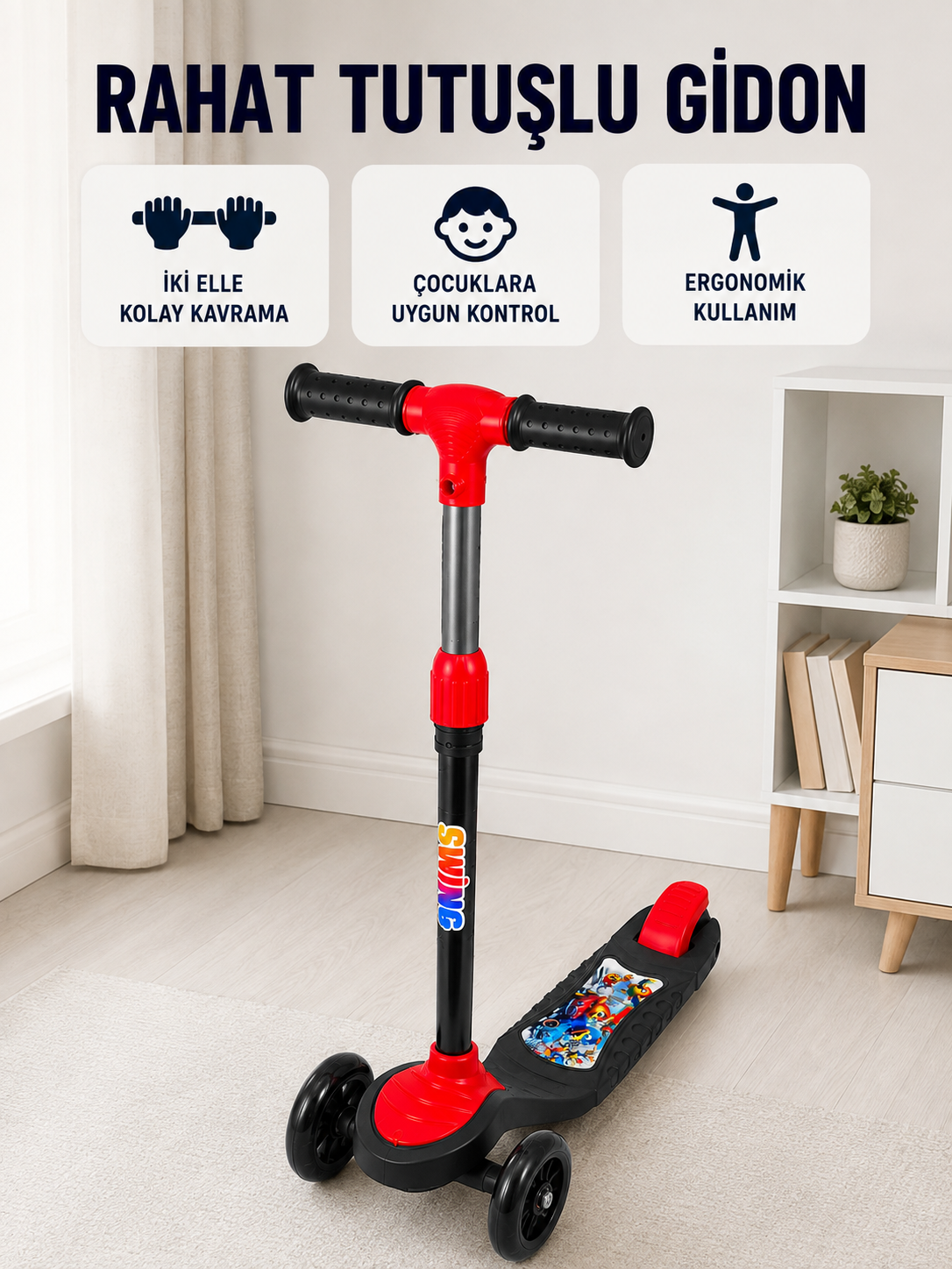 Kız ve Erkek Çocuk Scooterı 3 Tekerlekli Dengeli ve Kolay Kullanımlı Skuter - Lisinya Kız ve Erkek Çocuk Scooterı 3 Tekerlekli Dengeli ve Kolay Kullanımlı Skuter - Lisinya