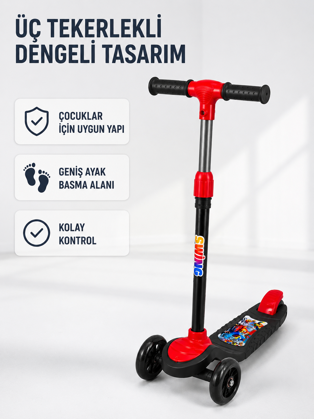 Çocuk Skuteri 3 Tekerlekli Geniş Basma Alanlı Ayarlanabilir Boy Scooter - Lisinya Çocuk Skuteri 3 Tekerlekli Geniş Basma Alanlı Ayarlanabilir Boy Scooter - Lisinya