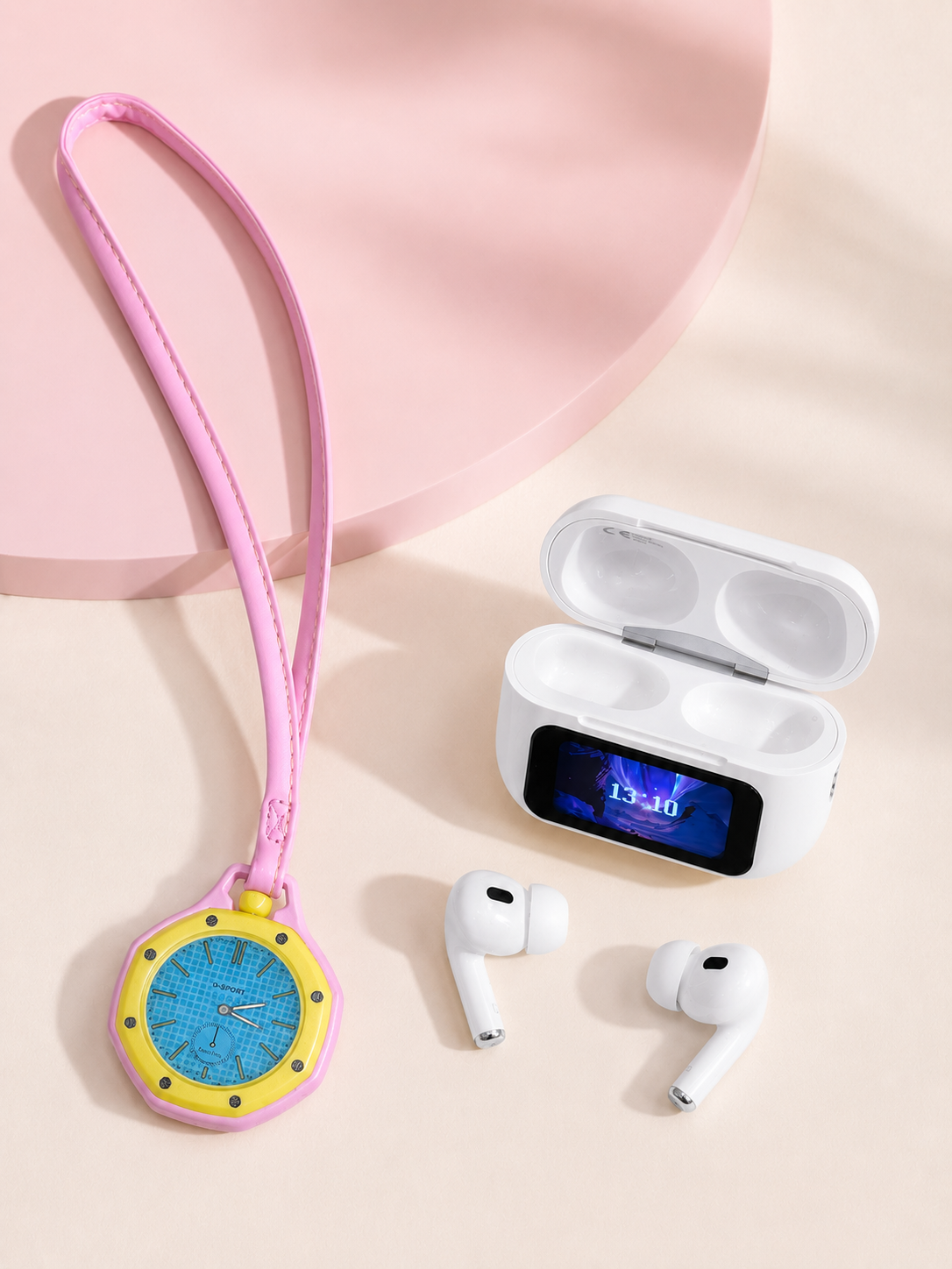 Bluetooth 5.4 Kablosuz Kulaklık Pembe Askılı Analog Charm Saat İkili Set - Lisinya Bluetooth 5.4 Kablosuz Kulaklık Pembe Askılı Analog Charm Saat İkili Set - Lisinya