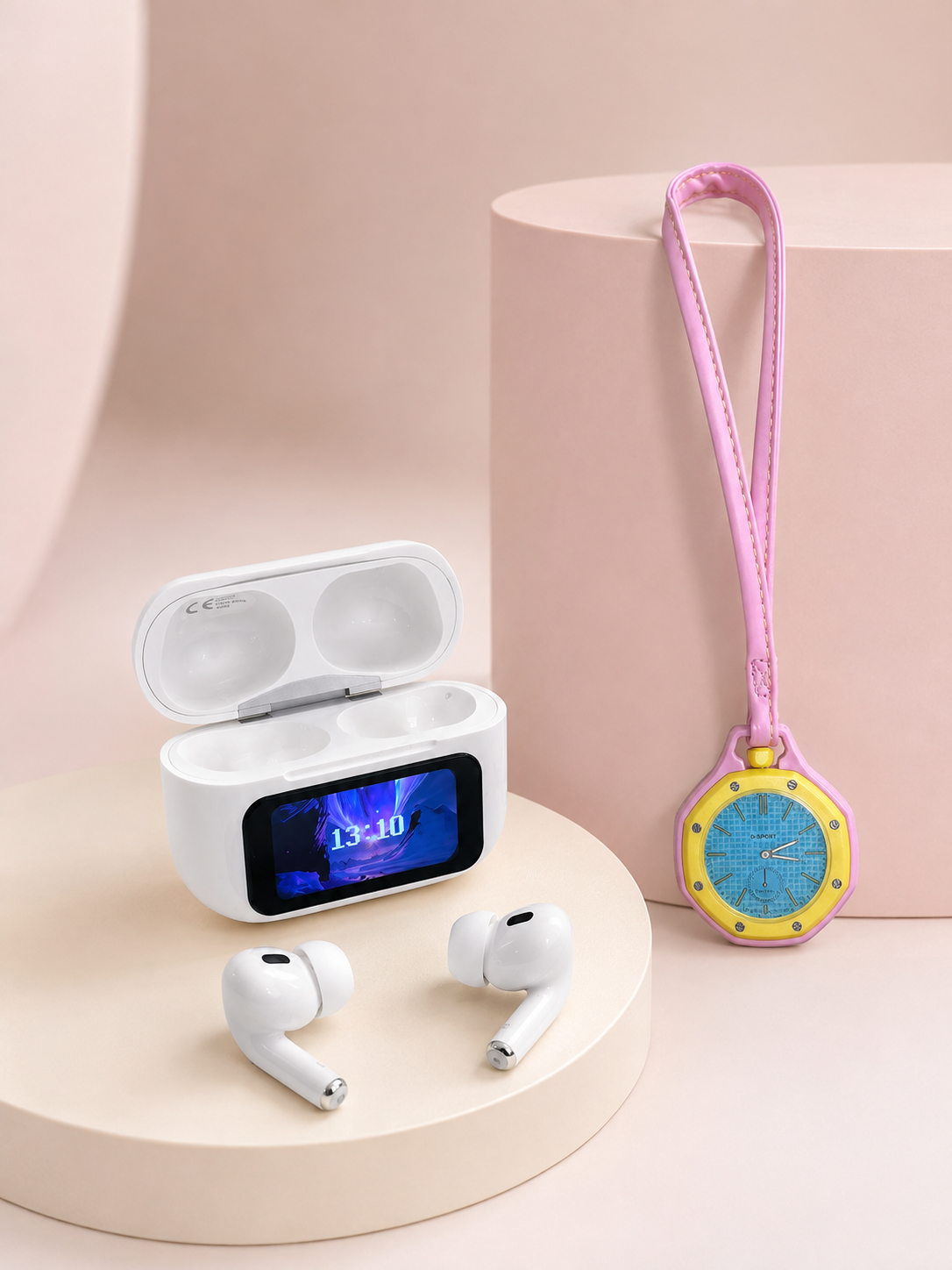 Bluetooth 5.4 Kablosuz Kulaklık Pembe Askılı Analog Charm Saat İkili Set - Lisinya Bluetooth 5.4 Kablosuz Kulaklık Pembe Askılı Analog Charm Saat İkili Set - Lisinya