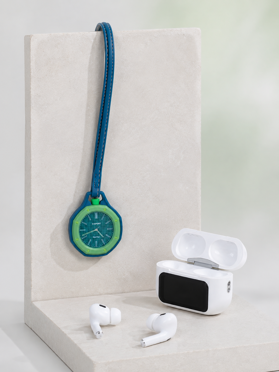 Bluetooth 5.4 Kablosuz Kulaklık Yeşil Askılı Analog Charm Saat İkili Set - Lisinya