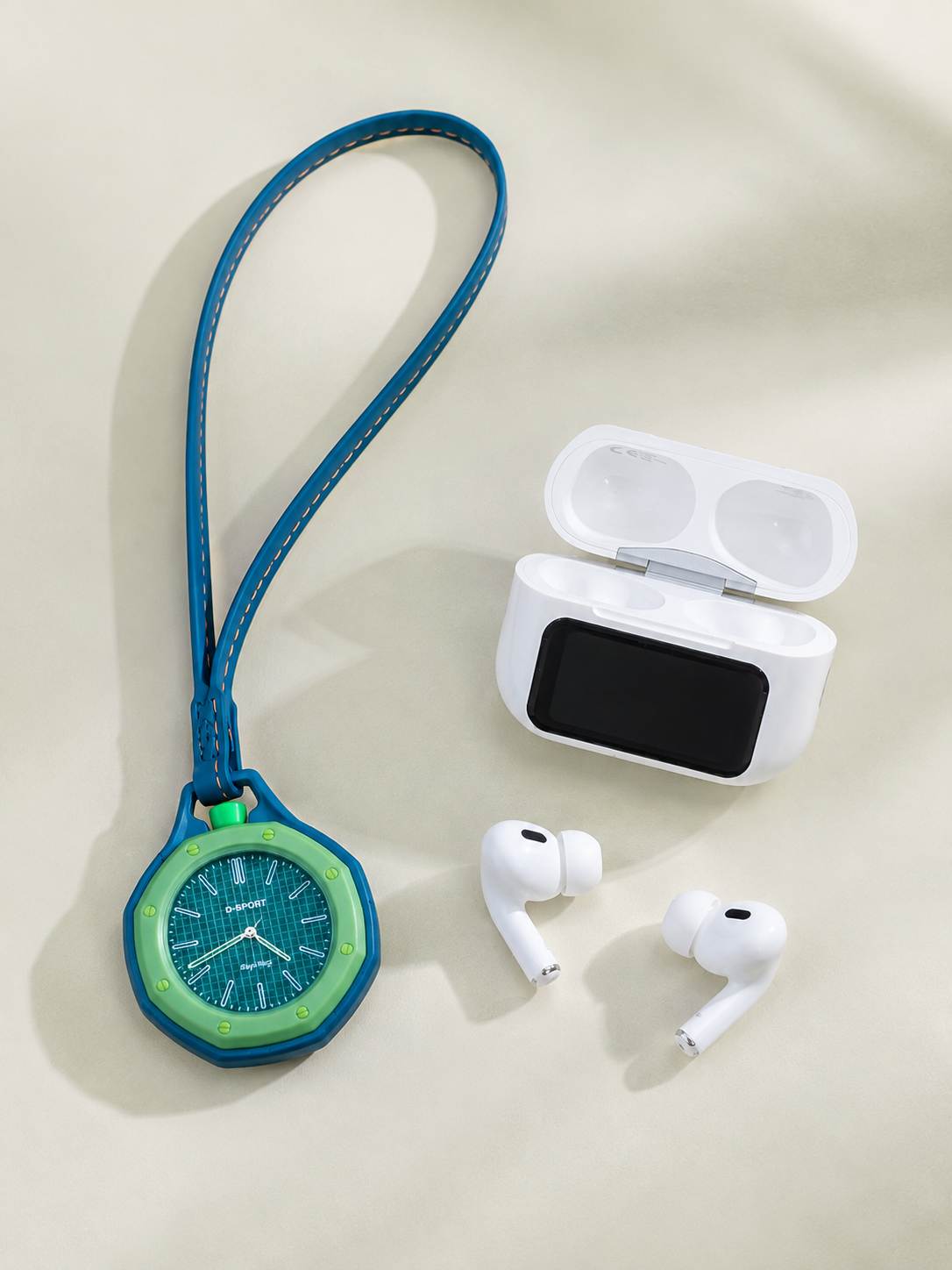 Bluetooth 5.4 Kablosuz Kulaklık Yeşil Askılı Analog Charm Saat İkili Set - Lisinya