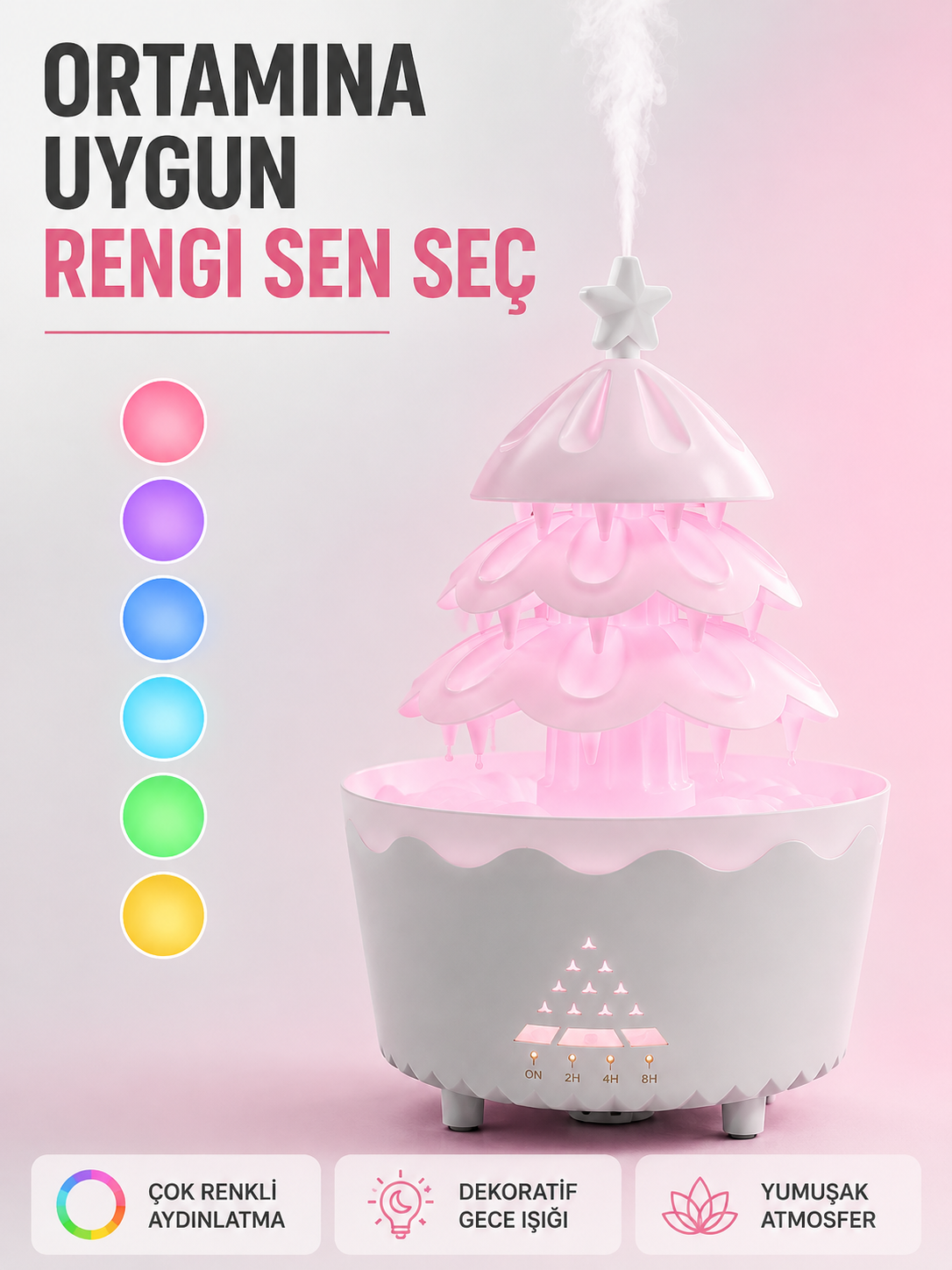 Dekoratif Şans Ağacı Ultrasonik Nemlendirici RGB Gece Lambalı Aroma Difüzörü - Lisinya Dekoratif Şans Ağacı Ultrasonik Nemlendirici RGB Gece Lambalı Aroma Difüzörü - Lisinya