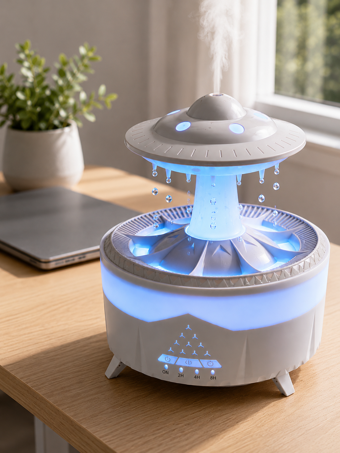 350 ML UFO Tasarımlı Ultrasonik Hava Nemlendirici Yağmur Efektli Gece Lambası - Lisinya