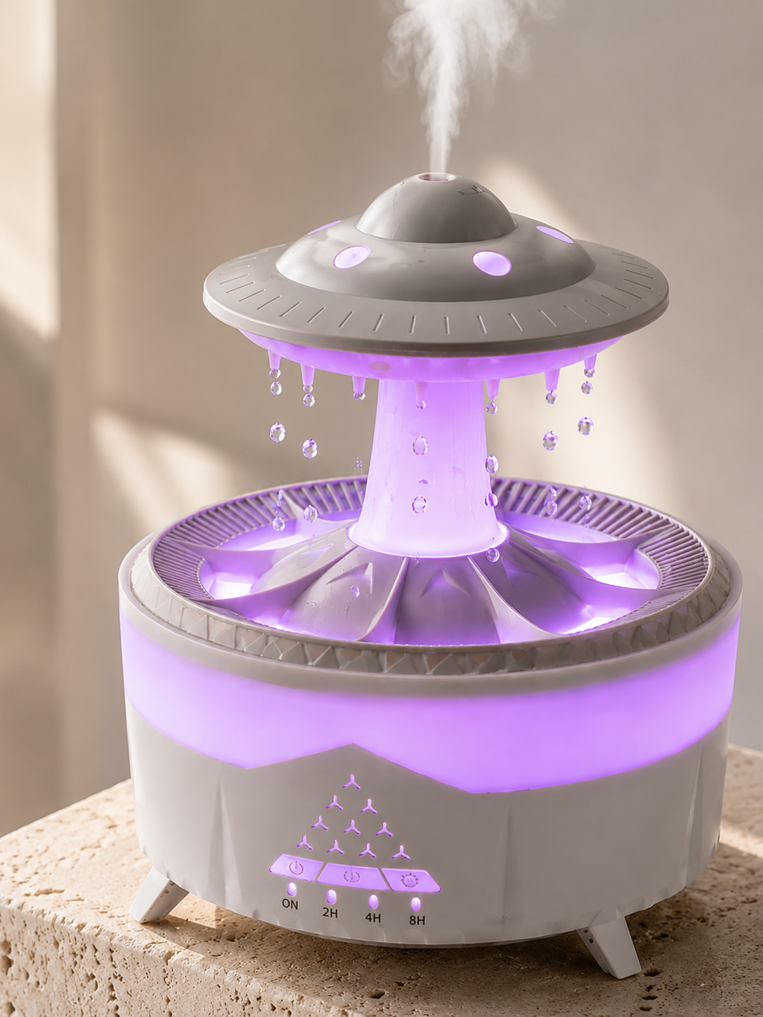 350 ML UFO Tasarımlı Ultrasonik Hava Nemlendirici Yağmur Efektli Gece Lambası - Lisinya
