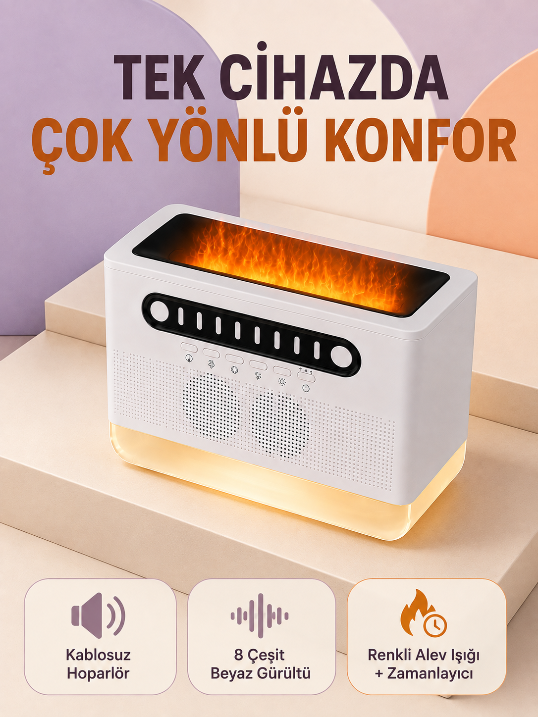 Hoparlörlü Simüle Alev Işıklı Çok Fonksiyonlu Gece Lambası - Lisinya Hoparlörlü Simüle Alev Işıklı Çok Fonksiyonlu Gece Lambası - Lisinya