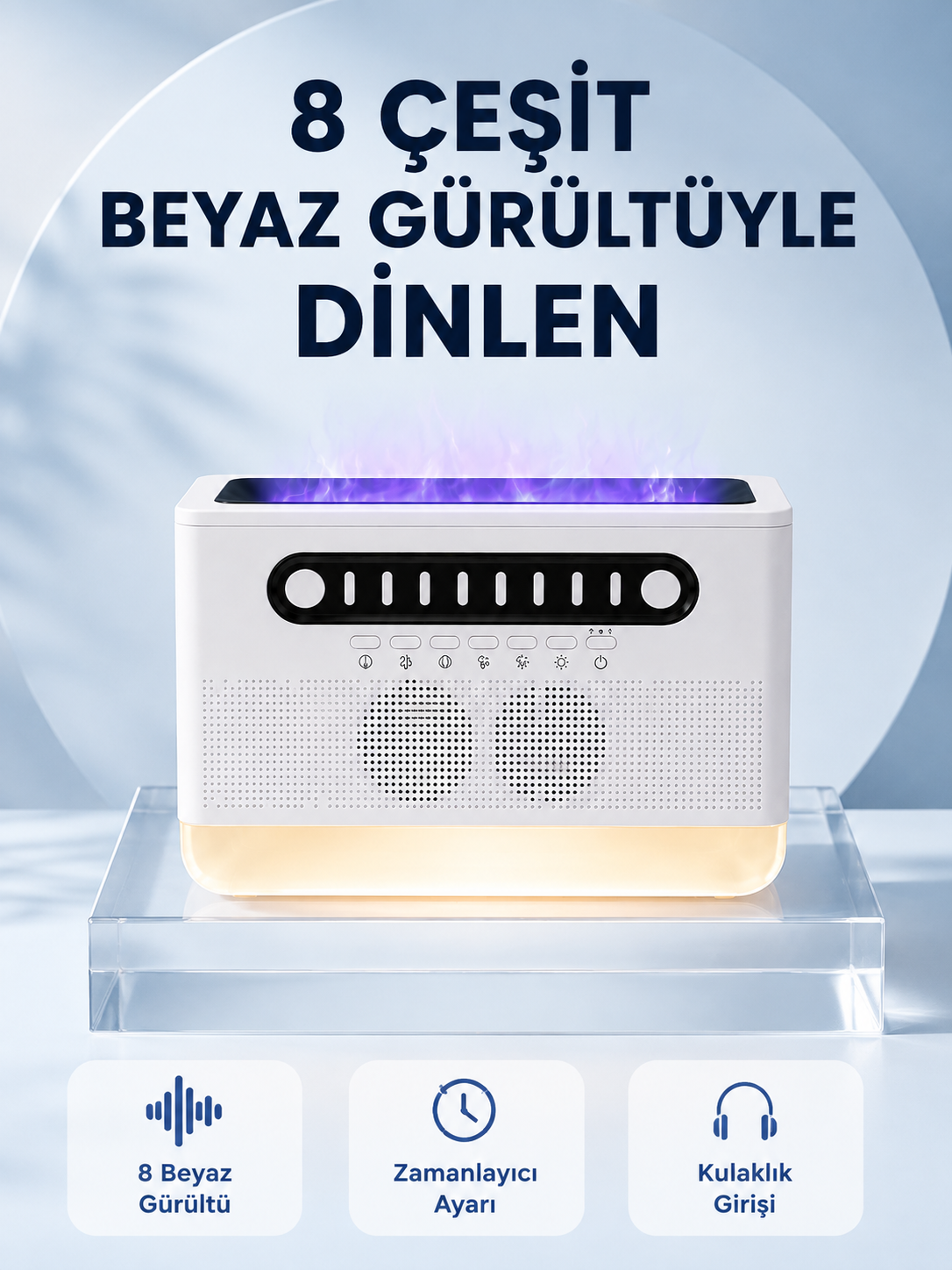 Simüle Alev Efektli Kablosuz Hoparlör Zamanlayıcılı Gece Lambası - Lisinya Simüle Alev Efektli Kablosuz Hoparlör Zamanlayıcılı Gece Lambası - Lisinya