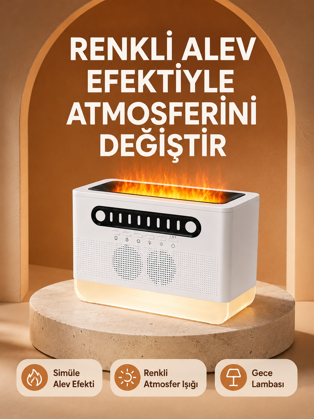 Type-C Şarjlı Kablosuz Hoparlör Beyaz Gürültü ve Atmosfer Işığı - Lisinya