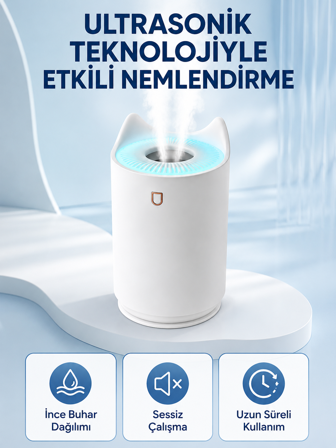 Hava Nemlendirici Ultrasonik Aroma Difüzör 7 Renk LED Işıklı Gece Lambası - Lisinya Hava Nemlendirici Ultrasonik Aroma Difüzör 7 Renk LED Işıklı Gece Lambası - Lisinya