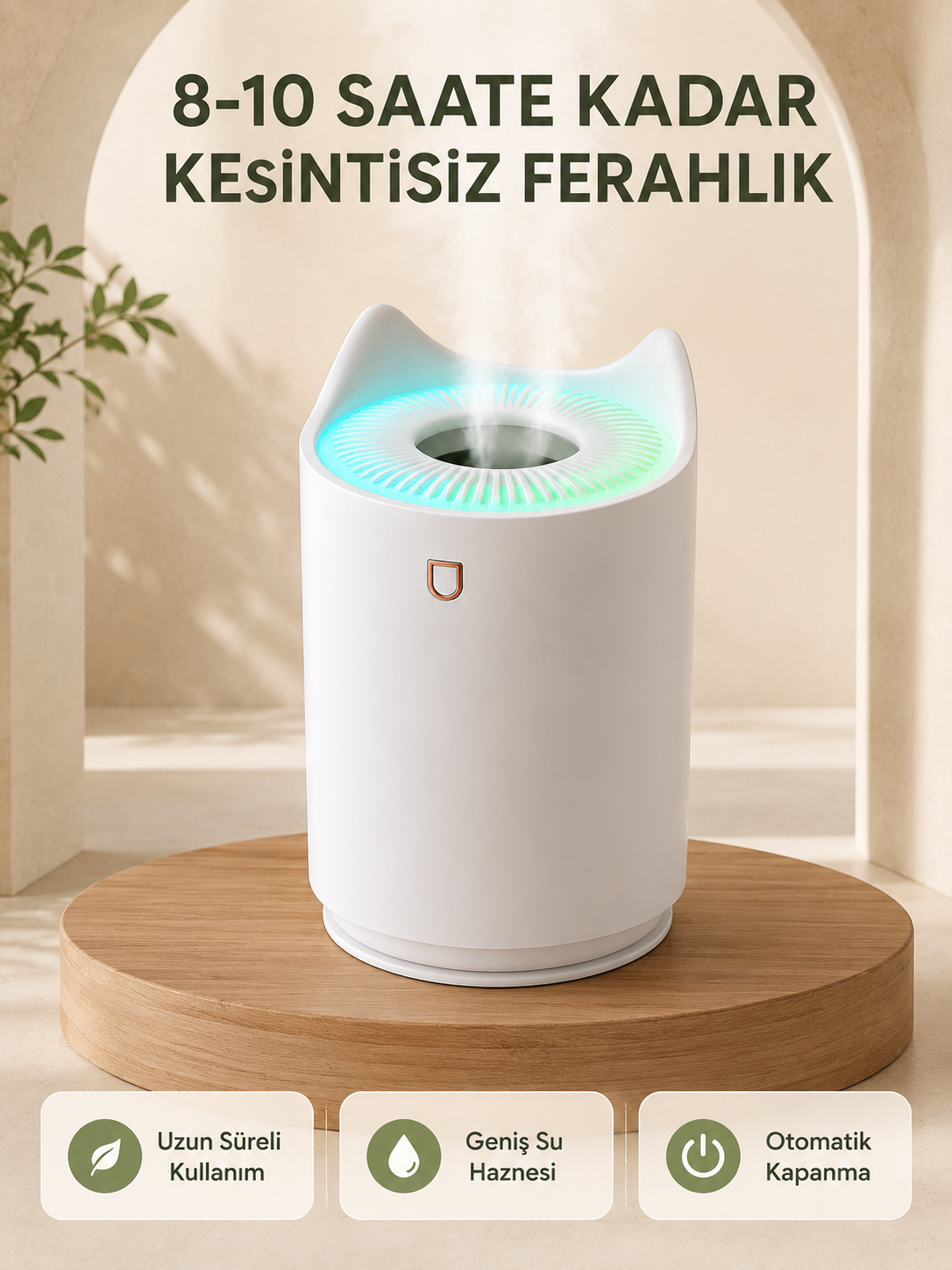 Ultrasonik Hava Nemlendirme Cihazı 7 Renk LED Aromaterapi Difüzör - Lisinya