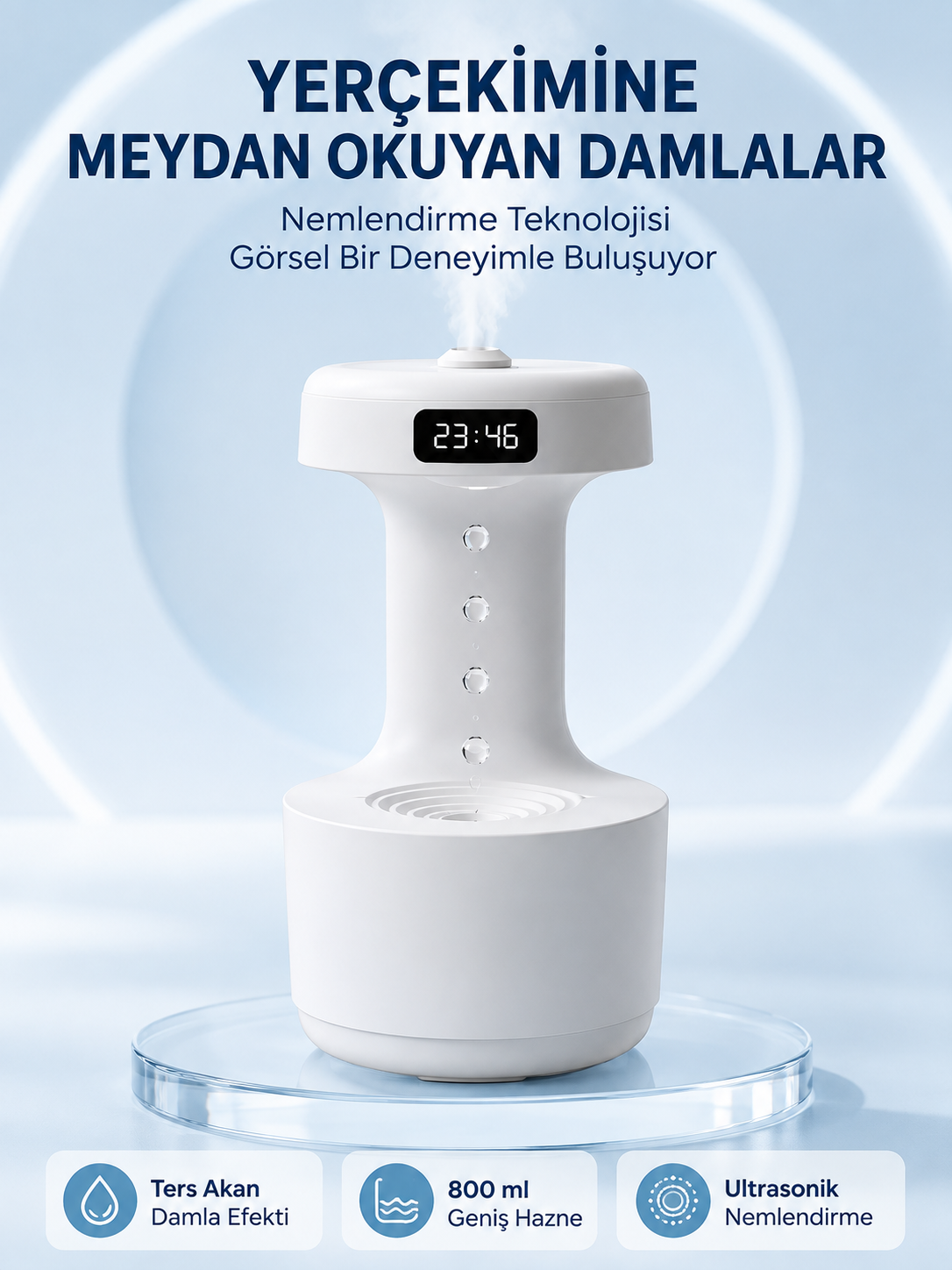Dekoratif Hava Nemlendirici 800 ml Sessiz Aroma Difüzör Anti Yerçekimi Su Efektli - Lisinya Dekoratif Hava Nemlendirici 800 ml Sessiz Aroma Difüzör Anti Yerçekimi Su Efektli - Lisinya