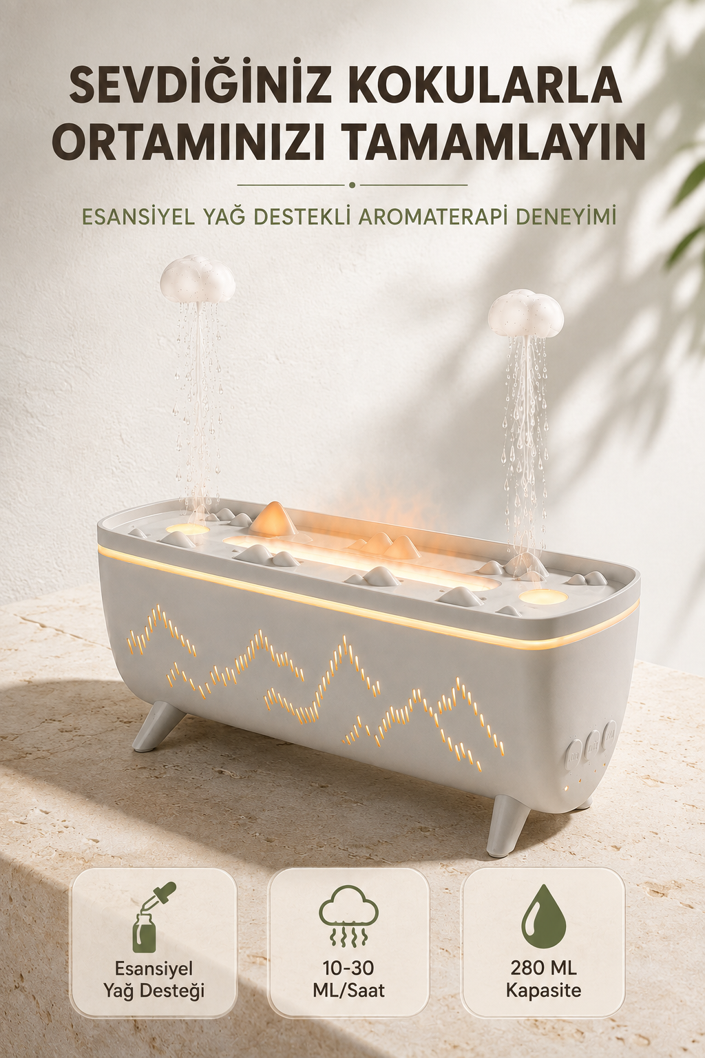 Ultrasonik Hava Nemlendirici Aromaterapi Difüzörü Jöle Yağmur Efektli LED Işıklı 280 ML - Lisinya Ultrasonik Hava Nemlendirici Aromaterapi Difüzörü Jöle Yağmur Efektli LED Işıklı 280 ML - Lisinya
