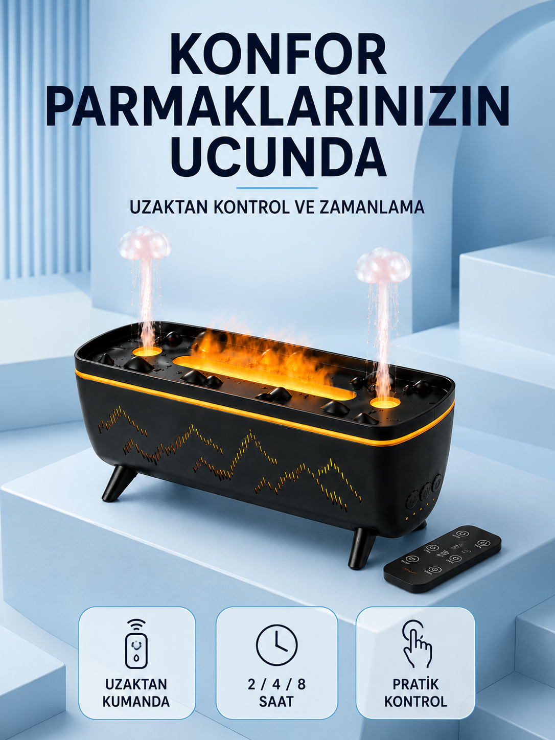 Siyah Aroma Difüzörü Jöle Damla Efektli Hava Nemlendirici Uzaktan Kumandalı LED Işıklı - Lisinya Siyah Aroma Difüzörü Jöle Damla Efektli Hava Nemlendirici Uzaktan Kumandalı LED Işıklı - Lisinya