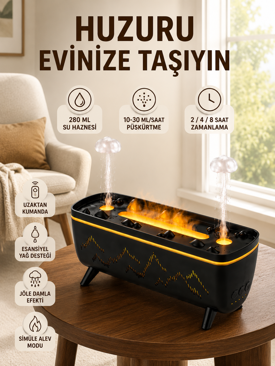 Uzaktan Kumandalı Hava Nemlendirici Aromaterapi Difüzörü 2 4 8 Saat Zamanlayıcılı Siyah - Lisinya Uzaktan Kumandalı Hava Nemlendirici Aromaterapi Difüzörü 2 4 8 Saat Zamanlayıcılı Siyah - Lisinya