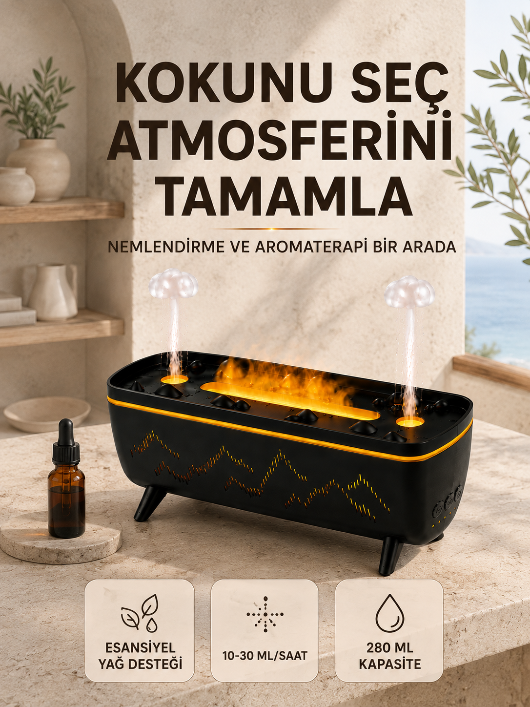 Uzaktan Kumandalı Hava Nemlendirici Aromaterapi Difüzörü 2 4 8 Saat Zamanlayıcılı Siyah - Lisinya Uzaktan Kumandalı Hava Nemlendirici Aromaterapi Difüzörü 2 4 8 Saat Zamanlayıcılı Siyah - Lisinya