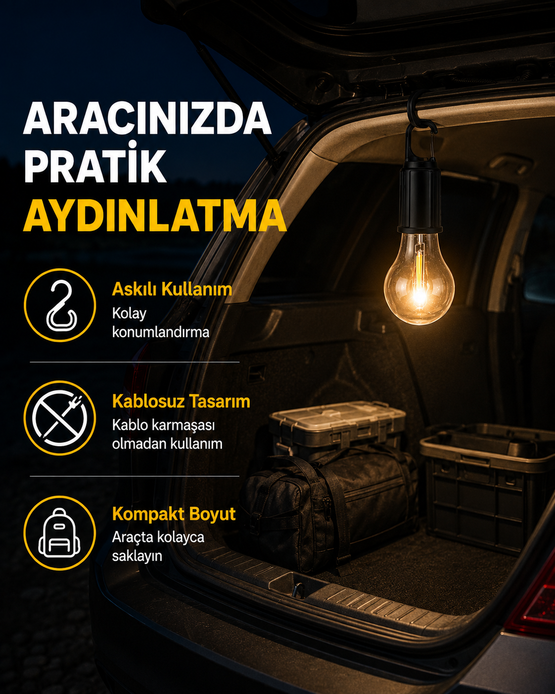 Çok Yönlü Asma Kancalı Kamp Işığı - Lisinya Çok Yönlü Asma Kancalı Kamp Işığı - Lisinya