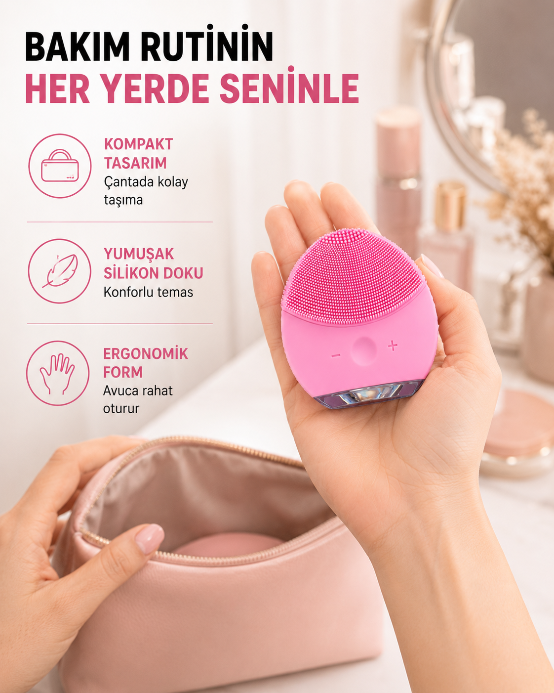 Şarjlı Su Geçirmez Yüz Temizleme ve Masaj Aleti – 3 Fonksiyonlu Yeni Nesil - Lisinya Şarjlı Su Geçirmez Yüz Temizleme ve Masaj Aleti – 3 Fonksiyonlu Yeni Nesil - Lisinya