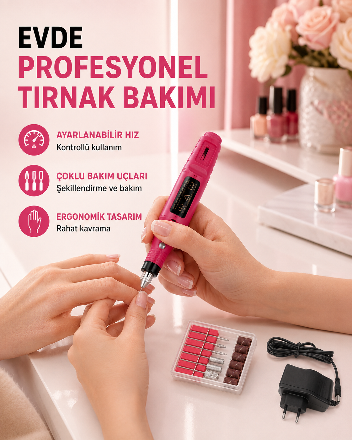 Profesyonel Tırnak Matkap Makinesi – USB Şarjlı, Ayarlanabilir Hız, Düşük Titreşimli ve Sessiz Çalışma - Lisinya Profesyonel Tırnak Matkap Makinesi – USB Şarjlı, Ayarlanabilir Hız, Düşük Titreşimli ve Sessiz Çalışma - Lisinya