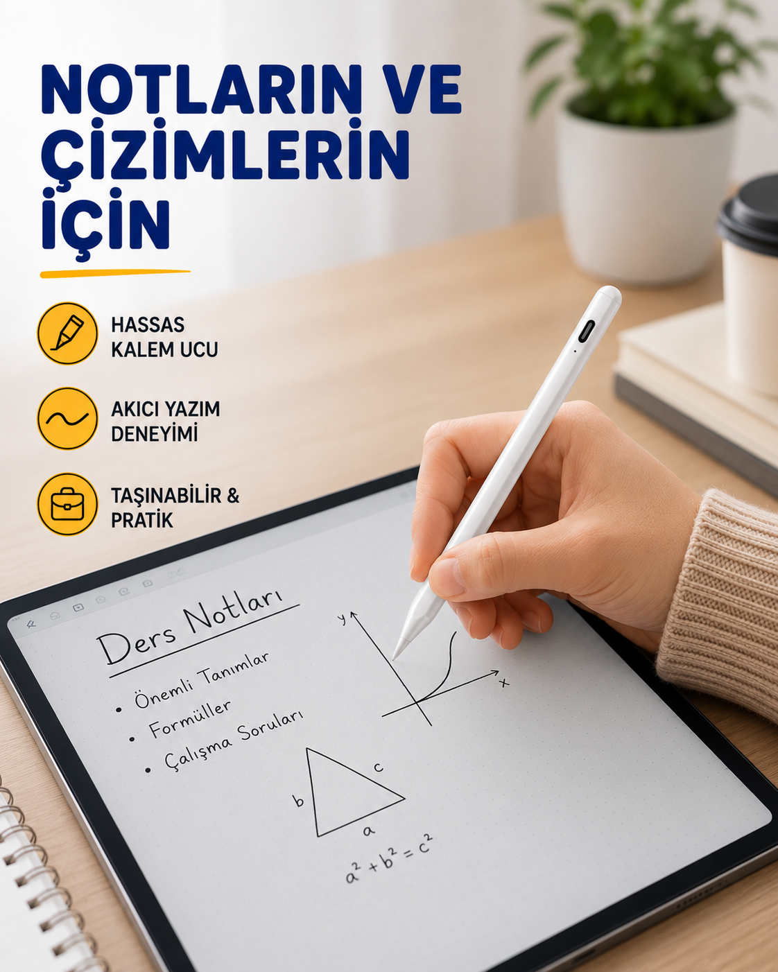 Yüksek Hassasiyetli Eğim Sensörlü Dijital Kalem – USB-C Hızlı Şarjlı Yeni Nesil - Lisinya Yüksek Hassasiyetli Eğim Sensörlü Dijital Kalem – USB-C Hızlı Şarjlı Yeni Nesil - Lisinya
