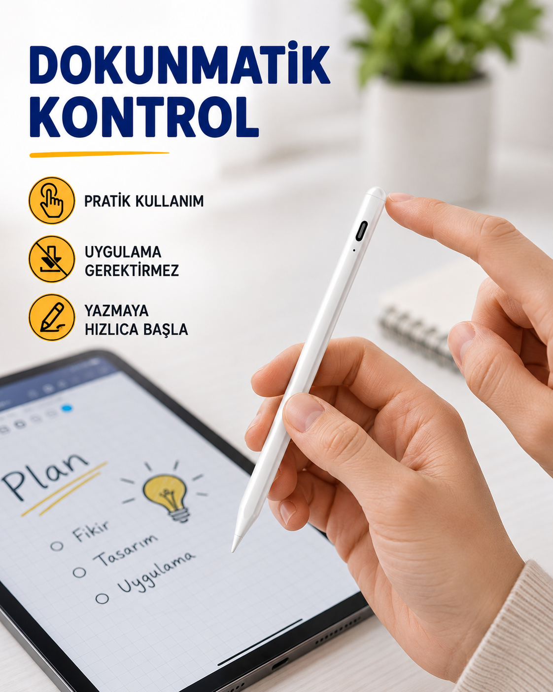Yüksek Hassasiyetli Eğim Sensörlü Dijital Kalem – USB-C Hızlı Şarjlı Yeni Nesil - Lisinya Yüksek Hassasiyetli Eğim Sensörlü Dijital Kalem – USB-C Hızlı Şarjlı Yeni Nesil - Lisinya