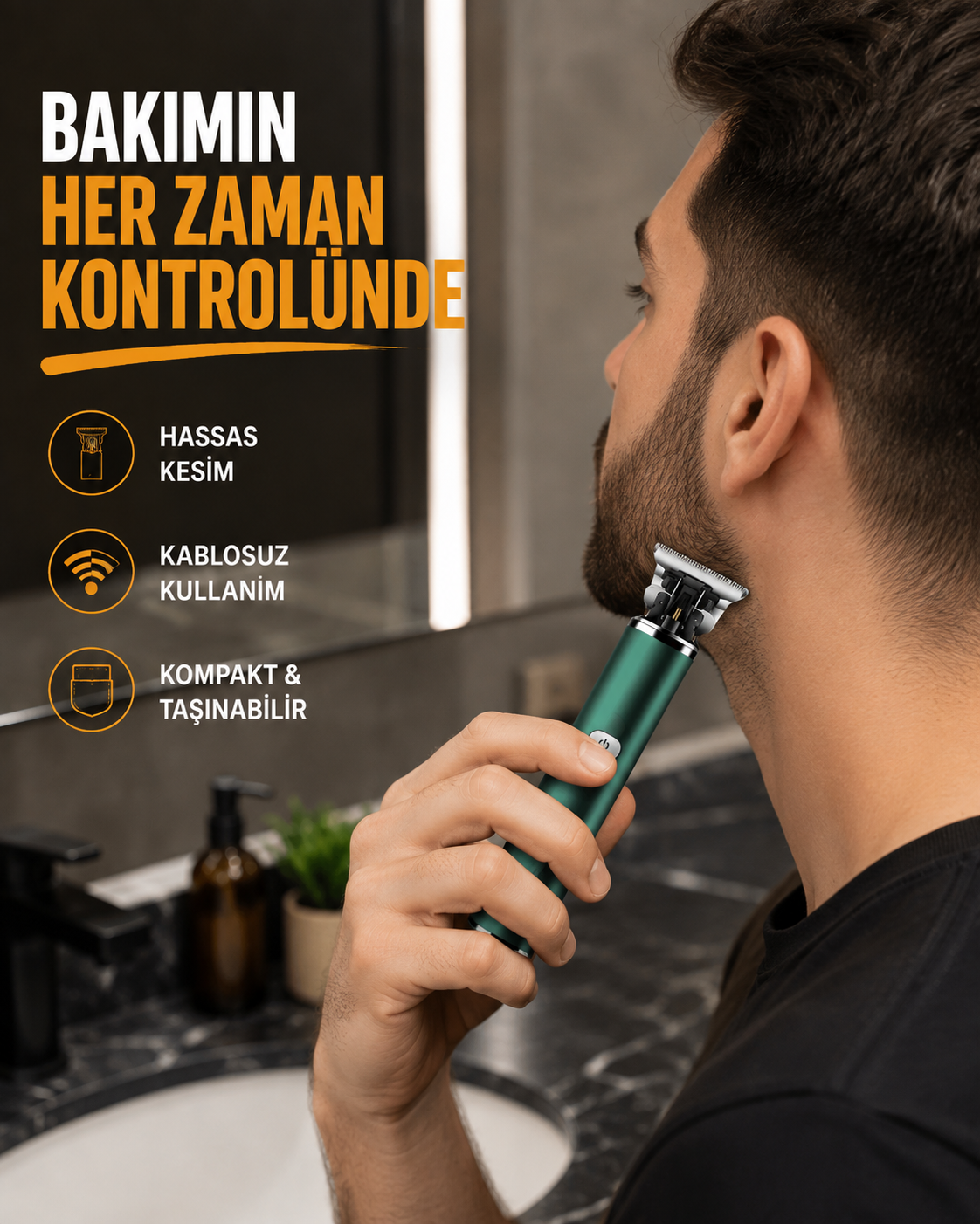 Profesyonel Şarjlı Tıraş Makinesi – 180 Dakika Kullanım, 2.5 Saat Hızlı Şarj, Evrensel USB Şarj Girişli - Lisinya Profesyonel Şarjlı Tıraş Makinesi – 180 Dakika Kullanım, 2.5 Saat Hızlı Şarj, Evrensel USB Şarj Girişli - Lisinya