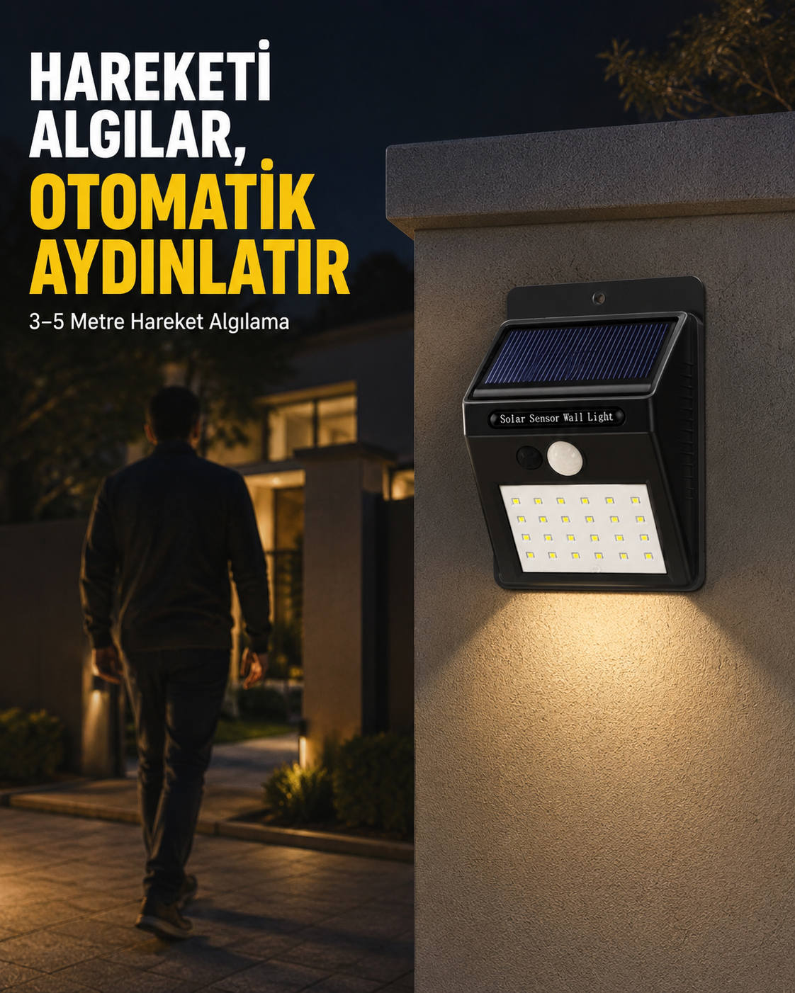 Bahçe ve Veranda İçin Güneş Paneli ile Otomatik Şarj Olan LED Duvar Lambası - Lisinya Bahçe ve Veranda İçin Güneş Paneli ile Otomatik Şarj Olan LED Duvar Lambası - Lisinya