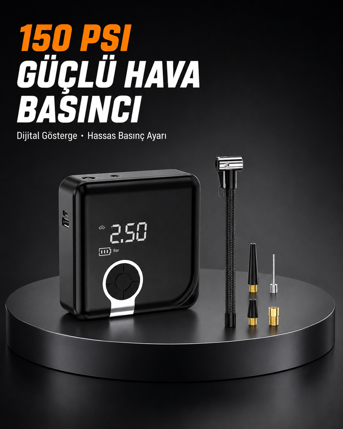 Dijital Ekranlı Diyafram Tip Kompresör 150 PSI Güçlü Motorlu - Lisinya Dijital Ekranlı Diyafram Tip Kompresör 150 PSI Güçlü Motorlu - Lisinya