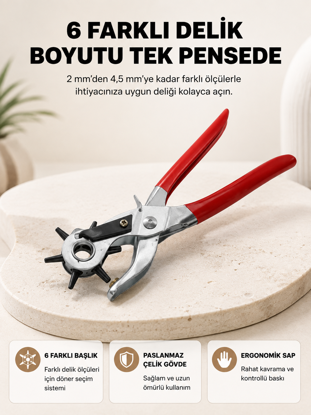 Delme Pensesi 6 Başlıklı Çok Amaçlı Paslanmaz Çelik Ergonomik - Lisinya Delme Pensesi 6 Başlıklı Çok Amaçlı Paslanmaz Çelik Ergonomik - Lisinya