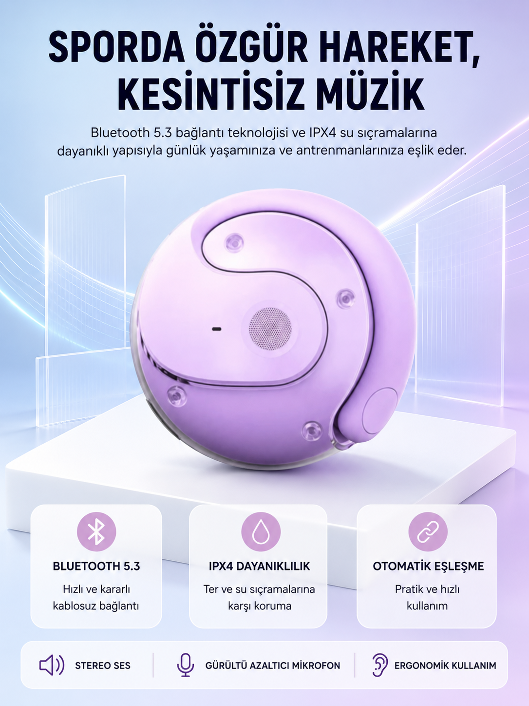 S05 Kablosuz Kulaklık Bluetooth 5.3 IPX4 Su Geçirmez Stereo Ses Otomatik Bağlantı Yeni Nesil - Lisinya S05 Kablosuz Kulaklık Bluetooth 5.3 IPX4 Su Geçirmez Stereo Ses Otomatik Bağlantı Yeni Nesil - Lisinya