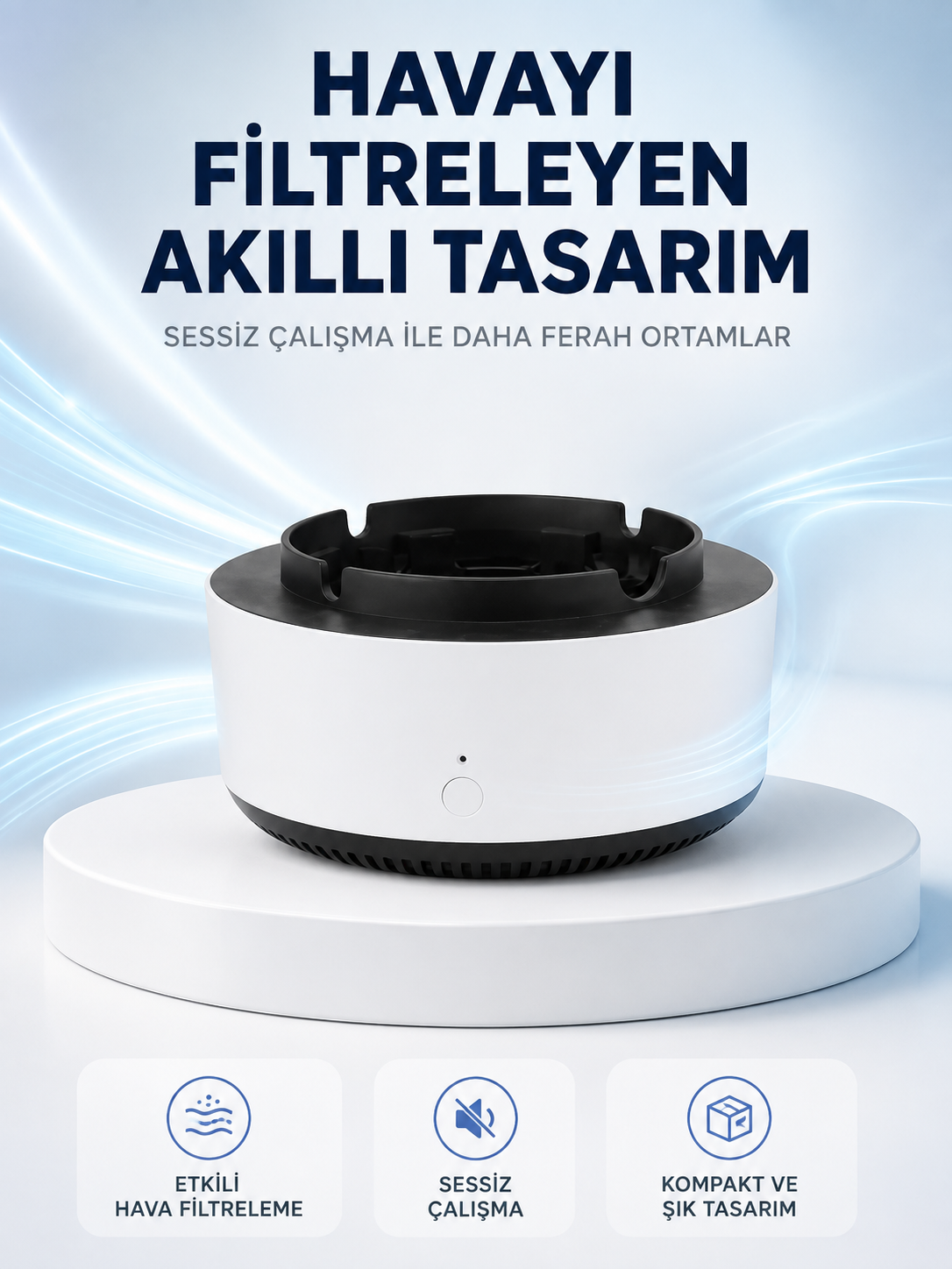 Hava Temizleyici Küllük ,Duman Filtreli, Sessiz Çalışan, Şık Tasarım - Lisinya Hava Temizleyici Küllük ,Duman Filtreli, Sessiz Çalışan, Şık Tasarım - Lisinya