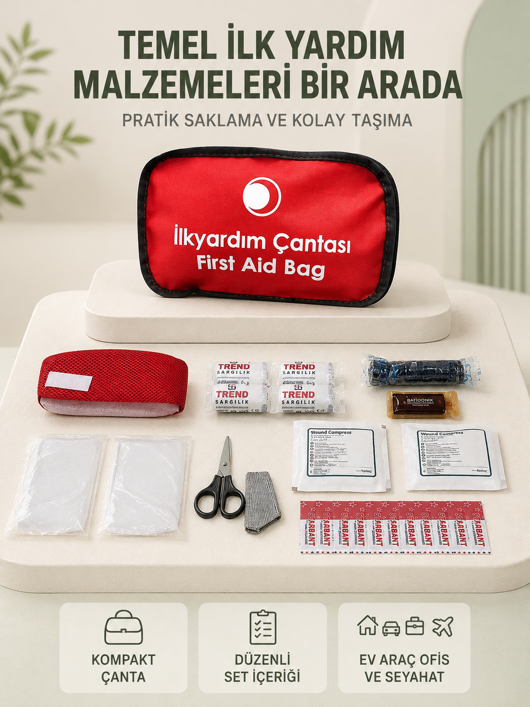 Araç ve Ev İçin İlk Yardım Çantası Acil Set - Lisinya