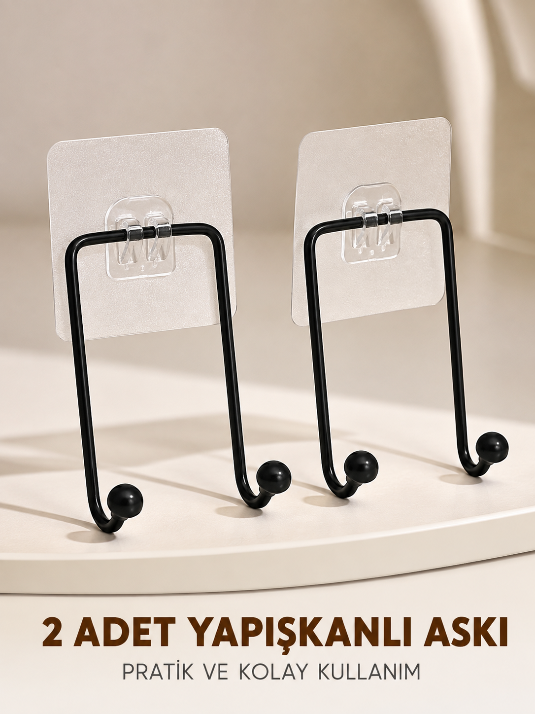 İkili Duvar Tipi Yapışkanlı Askılık Pratik Ev Düzenleme Askısı - Lisinya