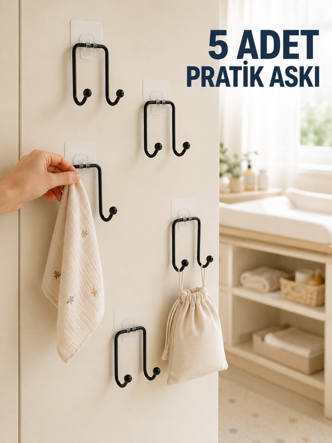 5'li Duvar Tipi Yapışkanlı Askı Pratik Ev ve Yaşam Alanı Askılık Seti - Lisinya 5'li Duvar Tipi Yapışkanlı Askı Pratik Ev ve Yaşam Alanı Askılık Seti - Lisinya