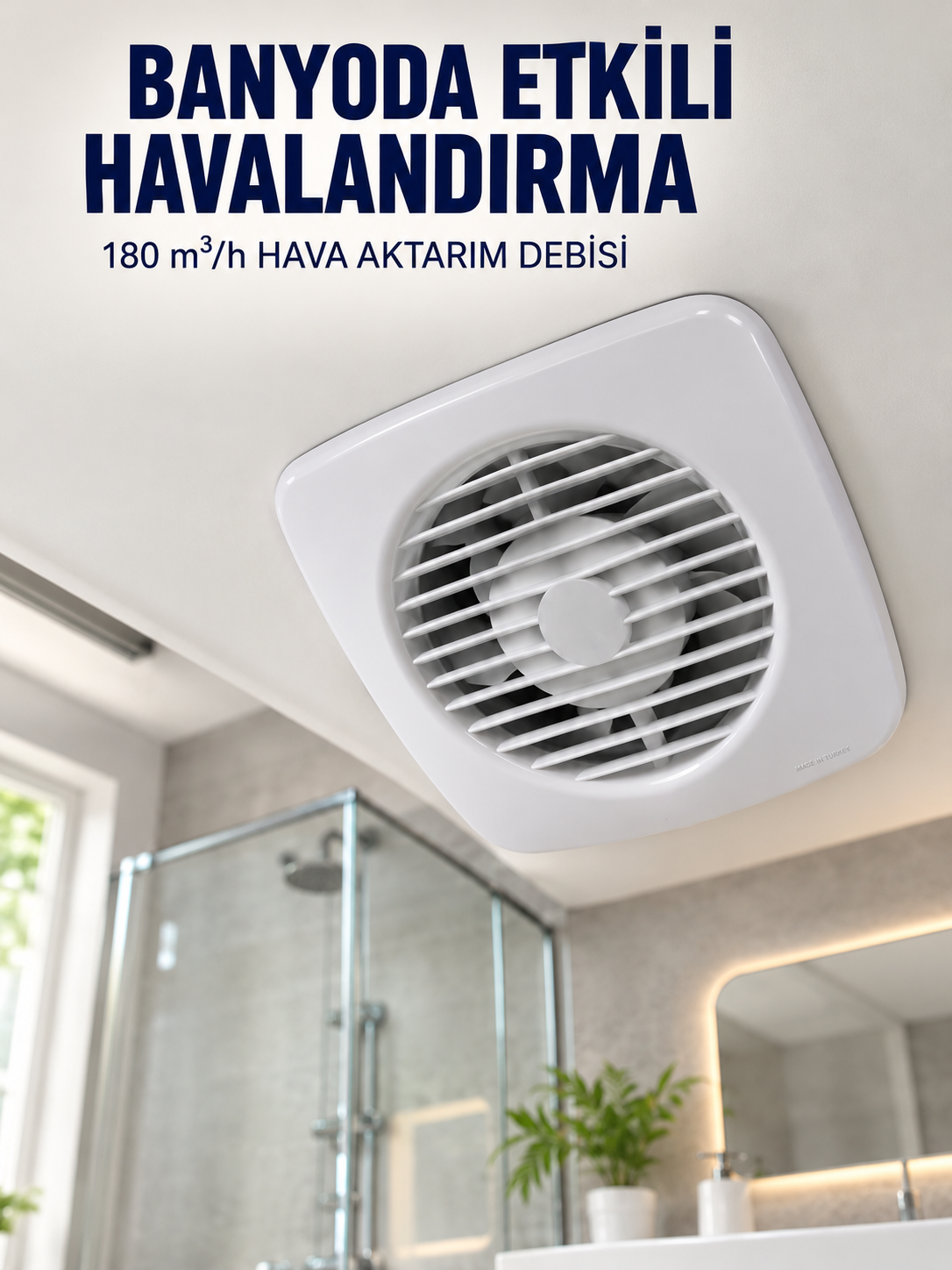 Dekoratif Havalandırma Aspiratörü 120 mm 180 m³/h Duvar ve Tavan Montajlı - Lisinya