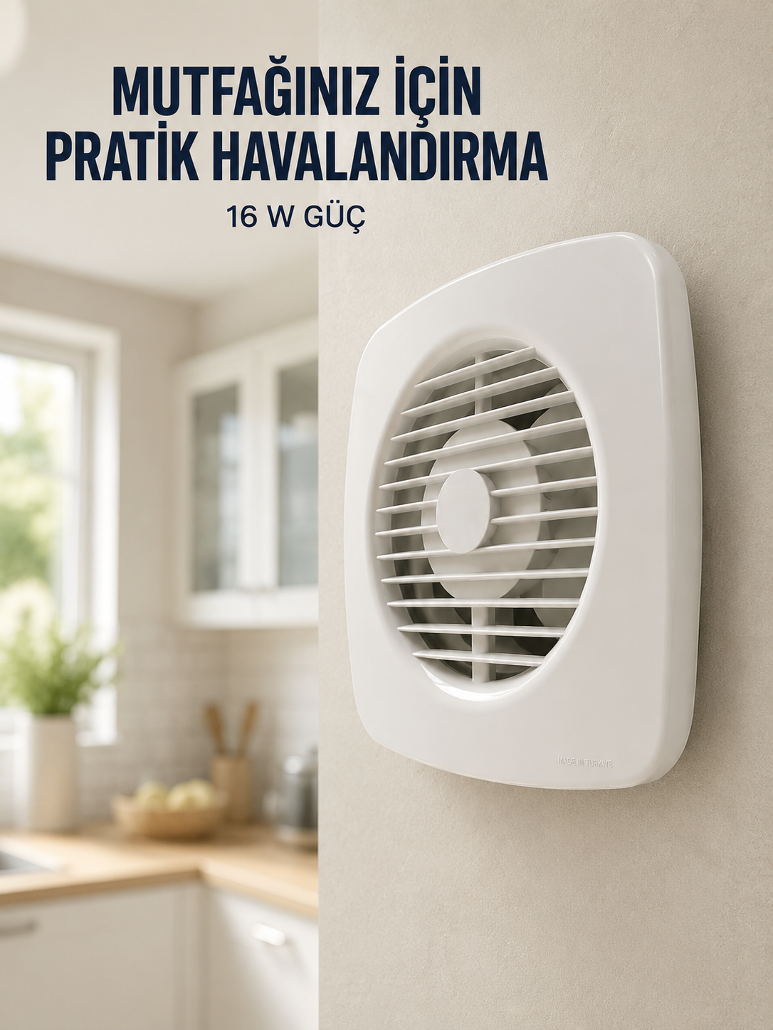 120 mm Havalandırma Fanı 180 m³/h Dekoratif Duvar ve Tavan Tipi Aspiratör - Lisinya