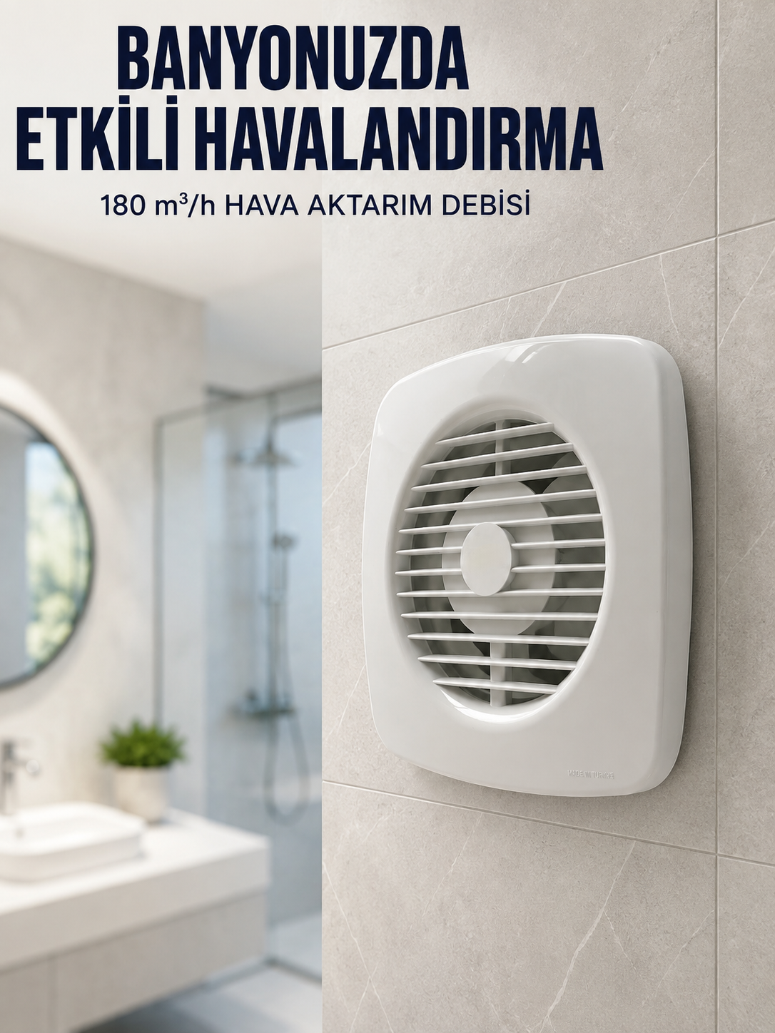 Ev Tipi Dekoratif Aspiratör 16 W 180 m³/h Banyo Mutfak WC Havalandırma Çözümü - Lisinya