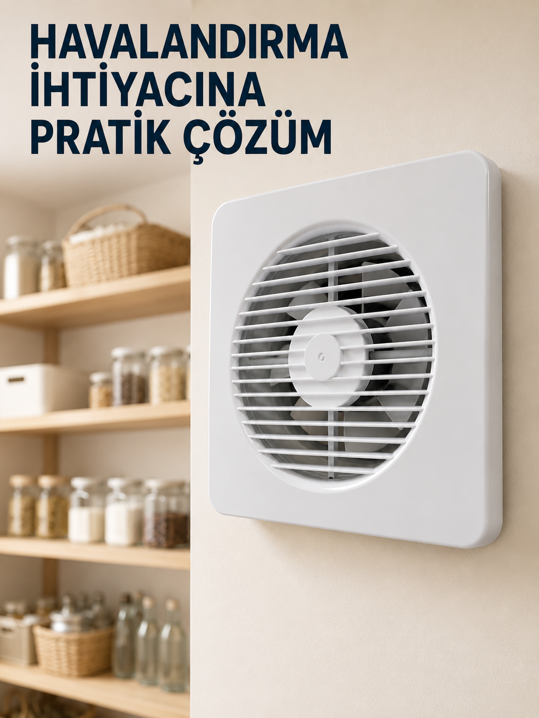 150 mm Dekoratif Aspiratör 20,8 x 20,8 cm 20 W 320 m³/h Duvar ve Tavan Tipi Havalandırma Fanı - Lisinya