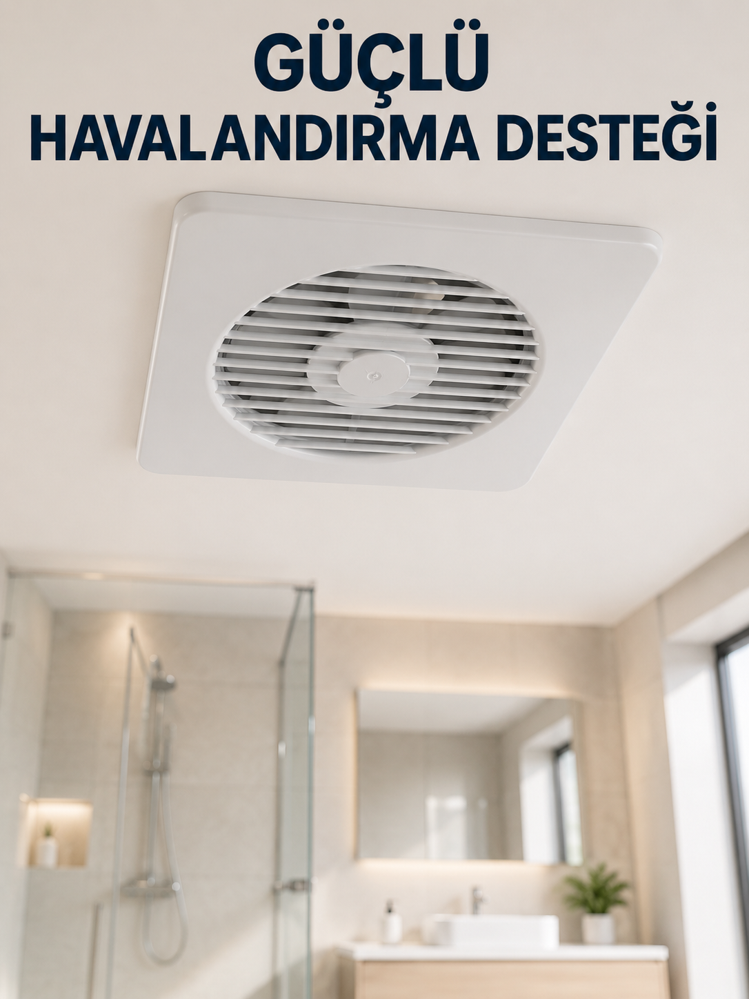 Dekoratif Banyo ve Mutfak Aspiratörü 150 mm 20,8 x 20,8 cm 20 W Havalandırma Fanı - Lisinya