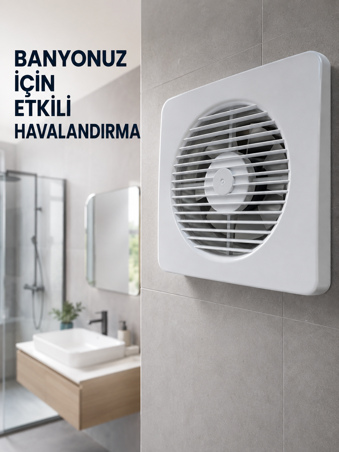 20 W Havalandırma Fanı 150 mm Bağlantı Çapı 20,8 x 20,8 cm Dekoratif Aspiratör - Lisinya
