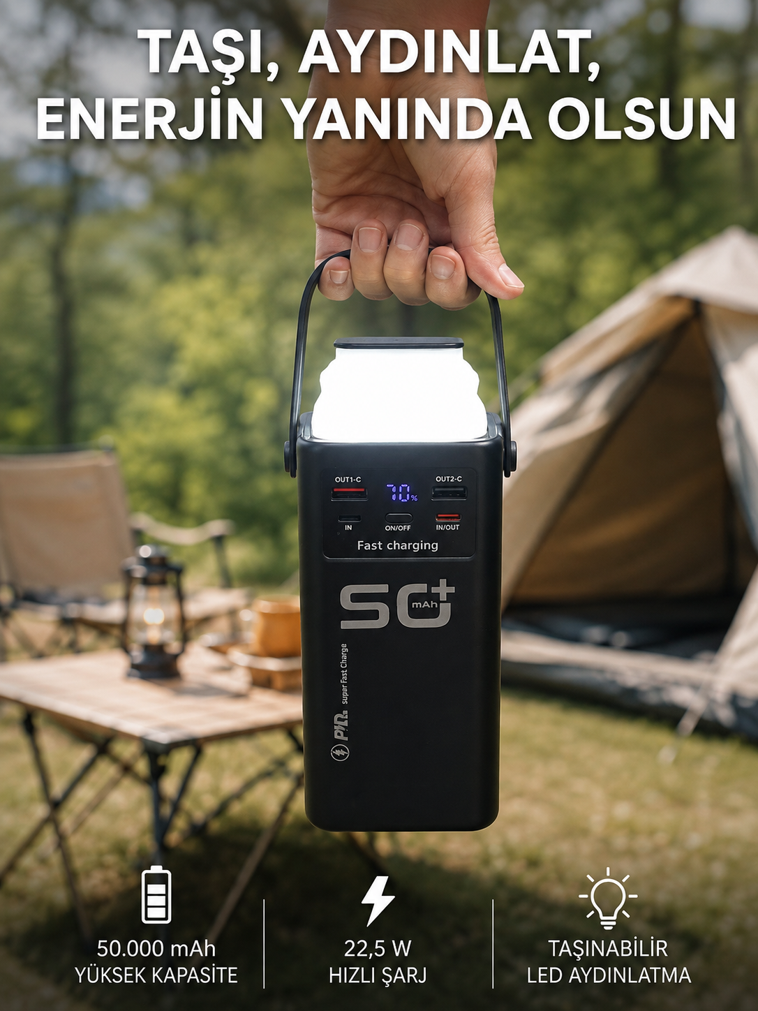 50.000 mAh Powerbank Hızlı Şarj 4 Dahili Kablolu Dijital Göstergeli LED Aydınlatmalı Taşınabilir Şarj Cihazı - Lisinya 50.000 mAh Powerbank Hızlı Şarj 4 Dahili Kablolu Dijital Göstergeli LED Aydınlatmalı Taşınabilir Şarj Cihazı - Lisinya