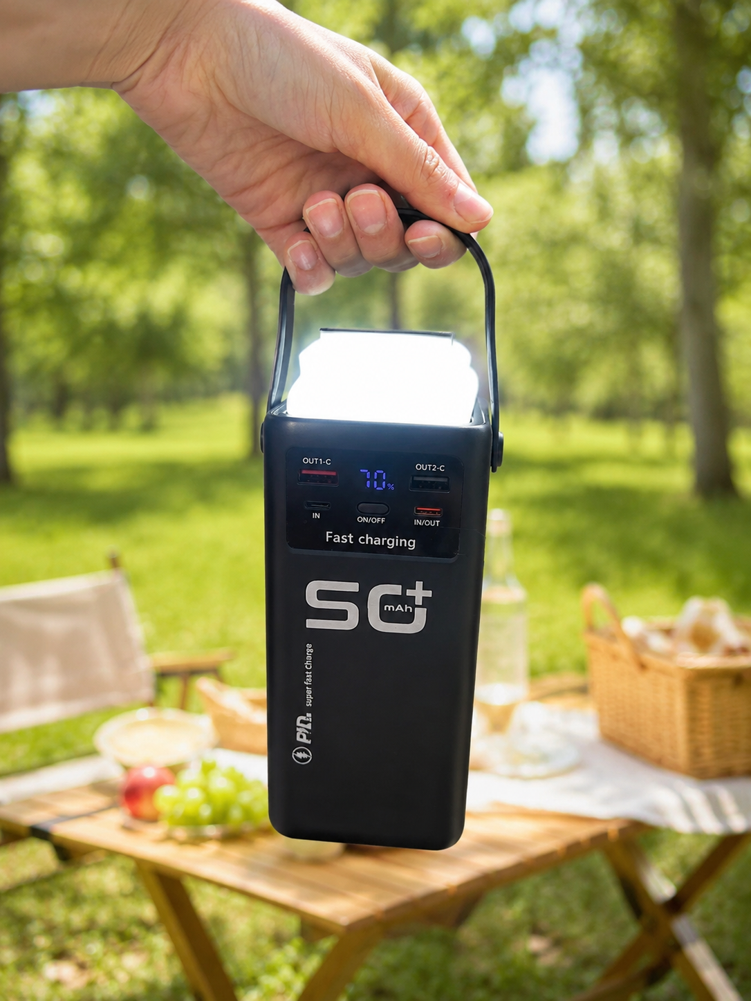 Yüksek Kapasiteli 50.000 mAh Powerbank 22,5 W Hızlı Şarj 4 Dahili Kablo LED Aydınlatma - Lisinya Yüksek Kapasiteli 50.000 mAh Powerbank 22,5 W Hızlı Şarj 4 Dahili Kablo LED Aydınlatma - Lisinya